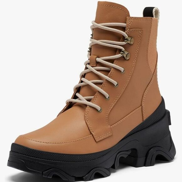 NWT Sorel | Brex Lug Leather Lace Up Waterproof Brown Boot, Women's 9 - Picture 2 of 11